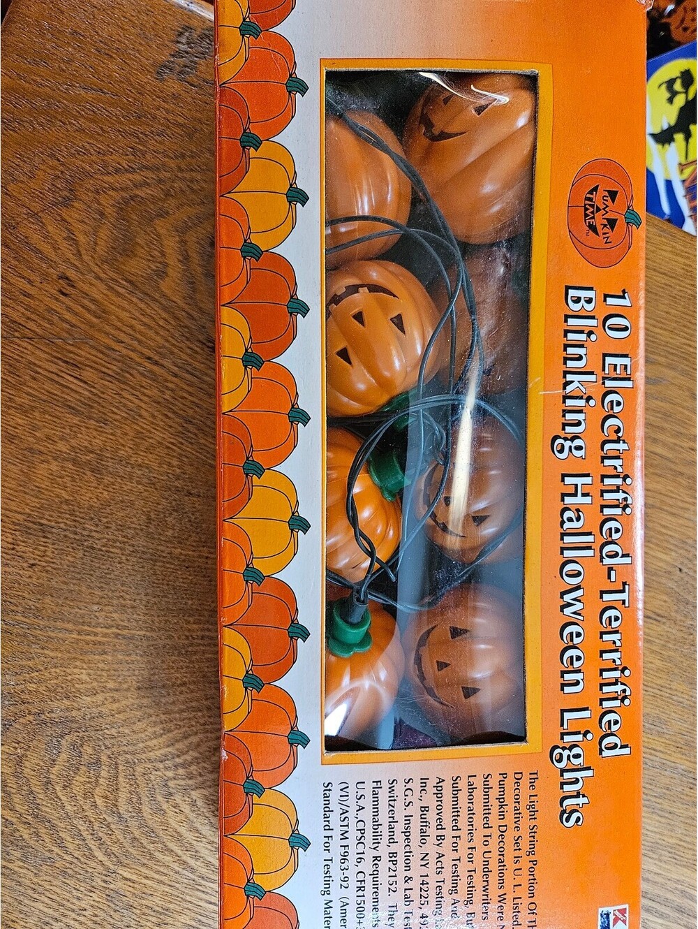 Vintage Pumpkin Time 10 Electrified Terrified Blinking Halloween Lights - 3 sets